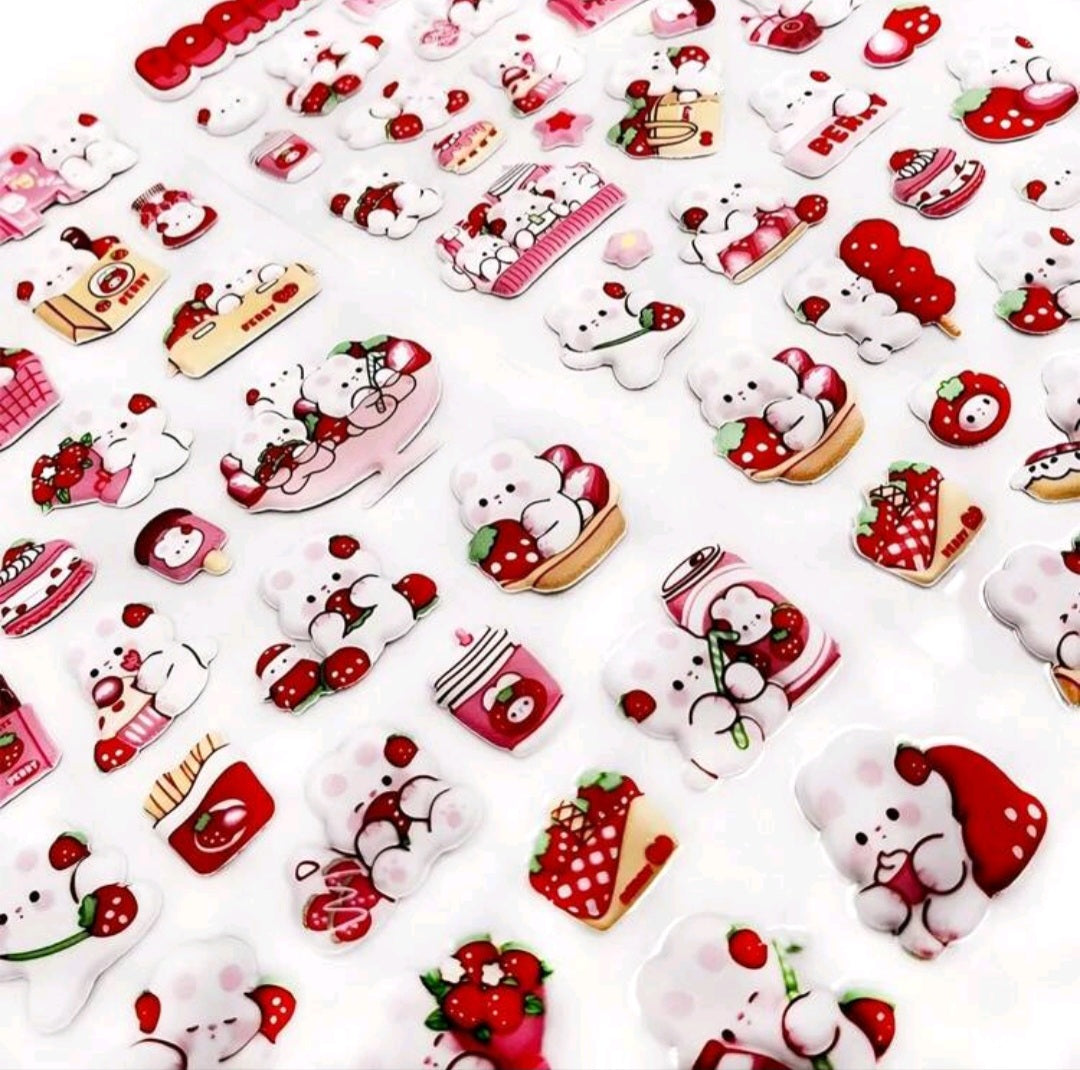 3D Strawberry Sticker