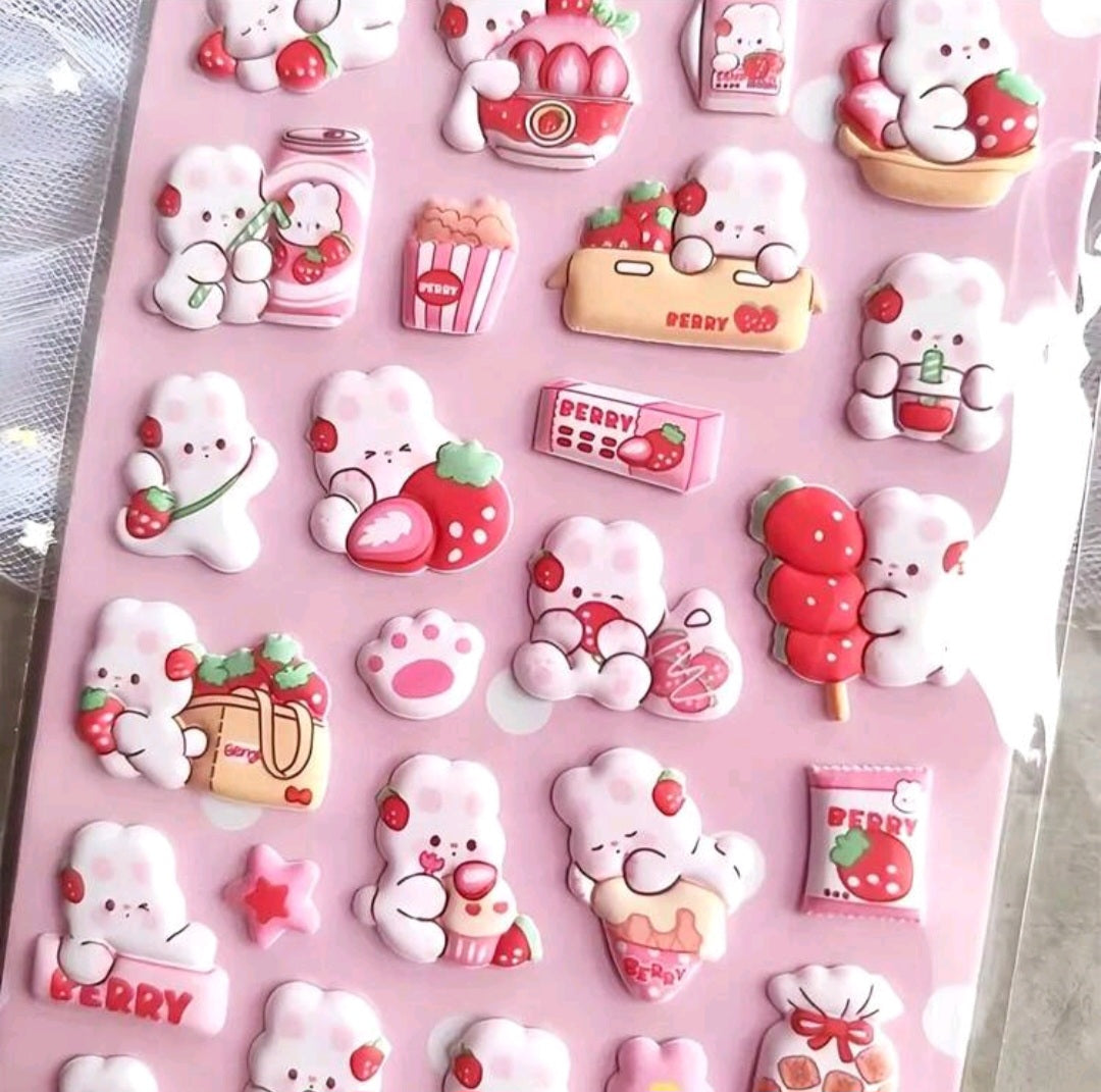 3D Strawberry Sticker